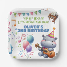 "Groovy Hippo Birthday Bash Bonanza!" Invitation