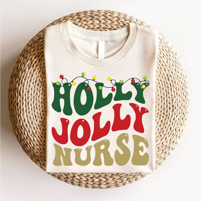 Groovy Holly Jolly Nurse Christmas Party White T-Shirt (Groovy Holly Jolly Nurse Christmas Party White T-Shirt)