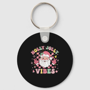 Groovy Holly Xmas Jolly Vibes Nk Christmas Santa M Keychain