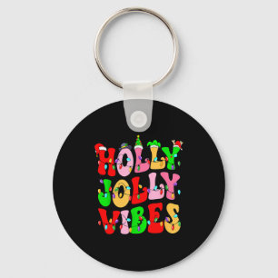 Groovy Holly Xmas Jolly Vibes Nk Christmas Xmas Me Keychain