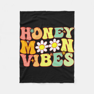 Groovy Honeymoon Vibe Bride Bridal Shower Honeymoo Fleece Blanket