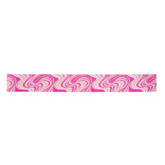 Groovy Hot Pink Waves, Pink Marble Swirls Satin Ribbon