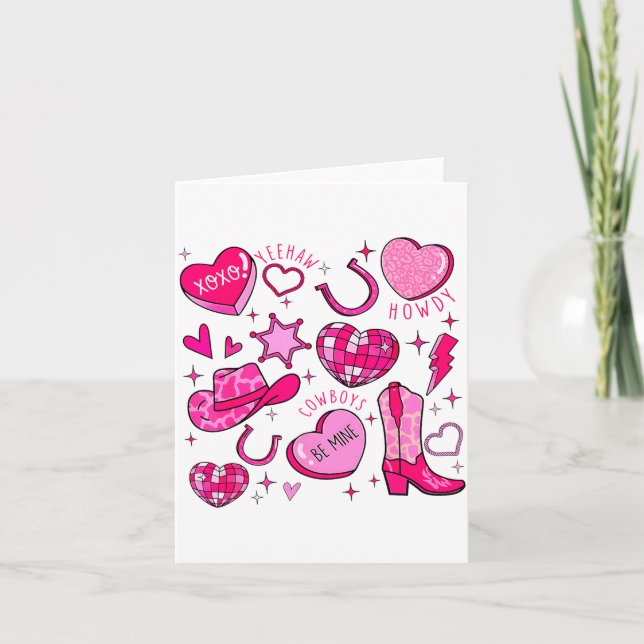 Groovy Howdy Valentine Western Valentines Day Cowb Card (Front)