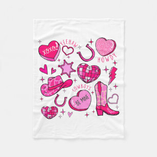 Groovy Howdy Valentine Western Valentines Day Cowb Fleece Blanket