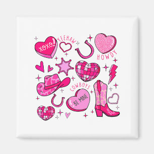 Groovy Howdy Valentine Western Valentines Day Cowb Magnet