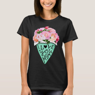 Groovy I Love You Mom Flower Bouquet Mother Day Ma T-Shirt