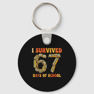 Groovy I Survived 67 Days Of School Funny 67 Meme Keychain