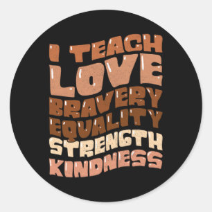 Groovy I Teach Black History Month Melanin African Classic Round Sticker