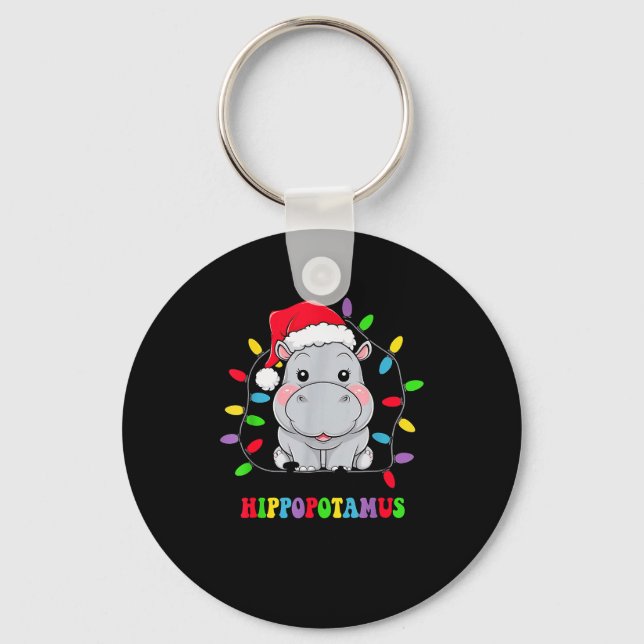 Groovy I Want A Hiptamus For Christmas Xmas Hip Lo Keychain (Front)