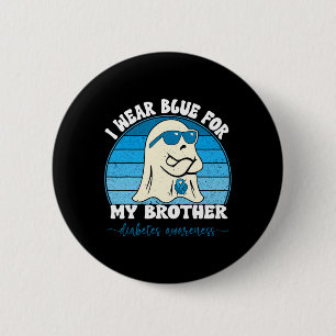 Groovy I Wear Blue For My Brother Diabetes T1d Awa 2 Inch Round Button