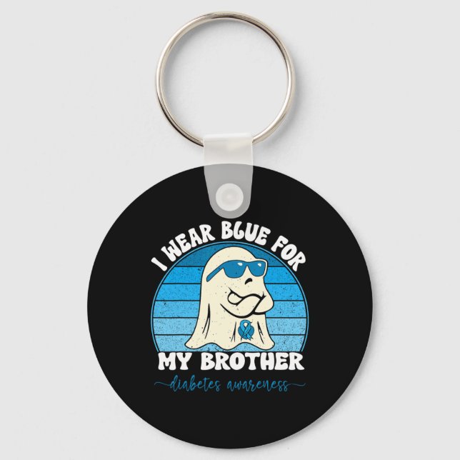 Groovy I Wear Blue For My Brother Diabetes T1d Awa Keychain (Front)