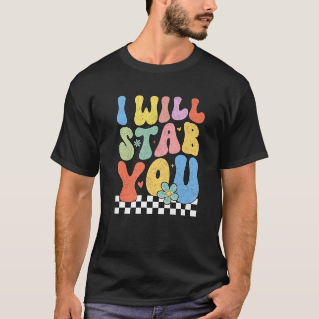 Groovy I Will Stab You Nurse 2024 Lazy Halloween C T-Shirt (Front)
