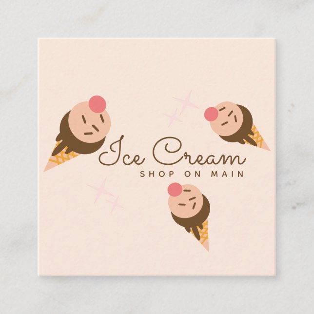 Groovy Ice Cream Cone Shop Rewards Loyalty Card (Front)
