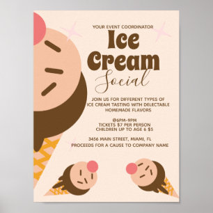 Groovy Ice Cream Cone Social Flyer  Poster