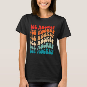 Groovy Ice Hockey For Girl Women Retro 70s Hippie  T-Shirt