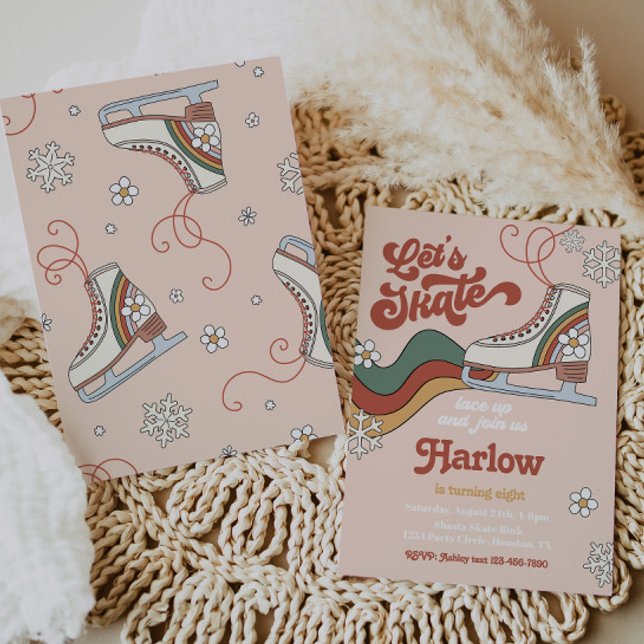 Groovy Ice Skating Birthday Invitation | Ice Skate (Creator Uploaded)