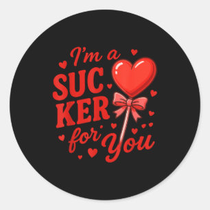 Groovy I'm A Sucker For You Retro Heart Candy Vale Classic Round Sticker