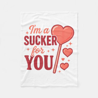 Groovy Im A Sucker For You Retro Heart Candy Valen Fleece Blanket
