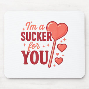 Groovy Im A Sucker For You Retro Heart Candy Valen Mouse Pad