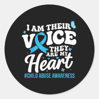 Groovy Im Their Voice Support Child Awareness Blue Classic Round Sticker