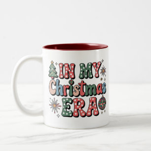 Groovy In My Christmas Era Funny Teacher Two-Tone Coffee Mug