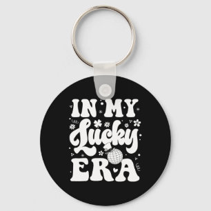 Groovy In My Lucky Era St Patricks Paddy Day Retro Keychain