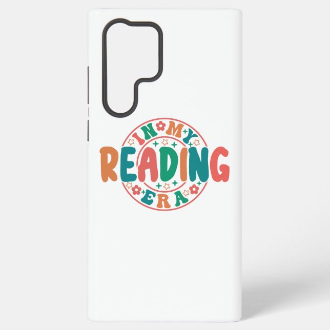 Groovy "In My Reading Era" Wavy Font Graphic Samsung Galaxy S22 Ultra Case (Back)