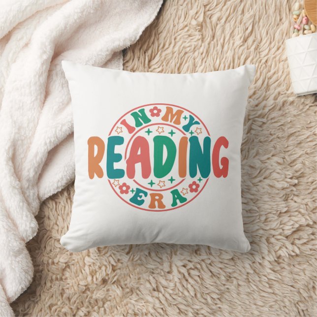 Groovy "In My Reading Era" Wavy Font Graphic Throw Pillow (Blanket)