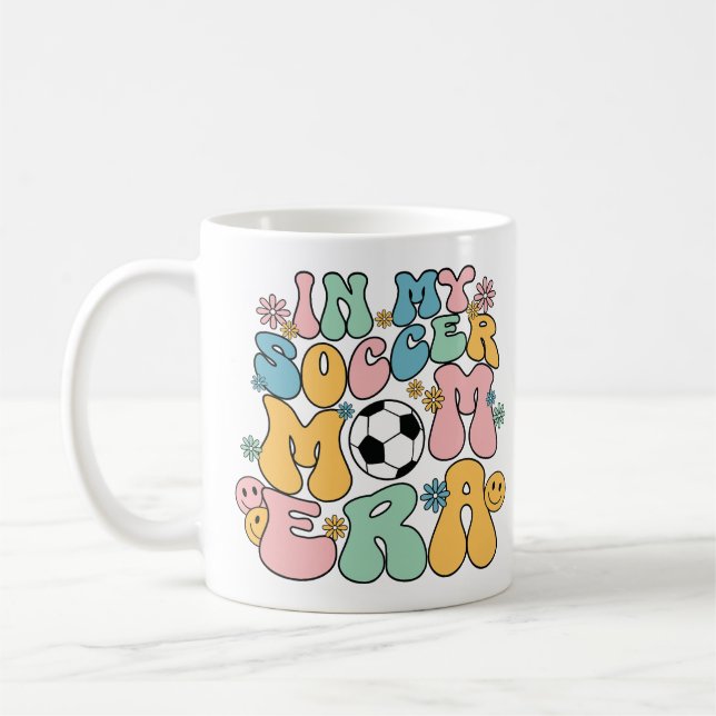 Groovy In My Soccer Mom Era Funny Soccer Mom Mama  Coffee Mug (Left)