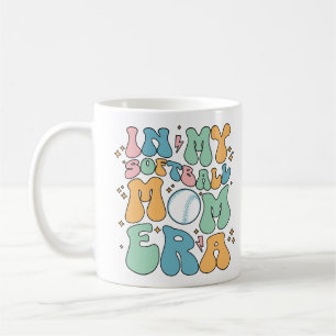 Groovy In My Softball Mom Era Mom Life Game Day Coffee Mug