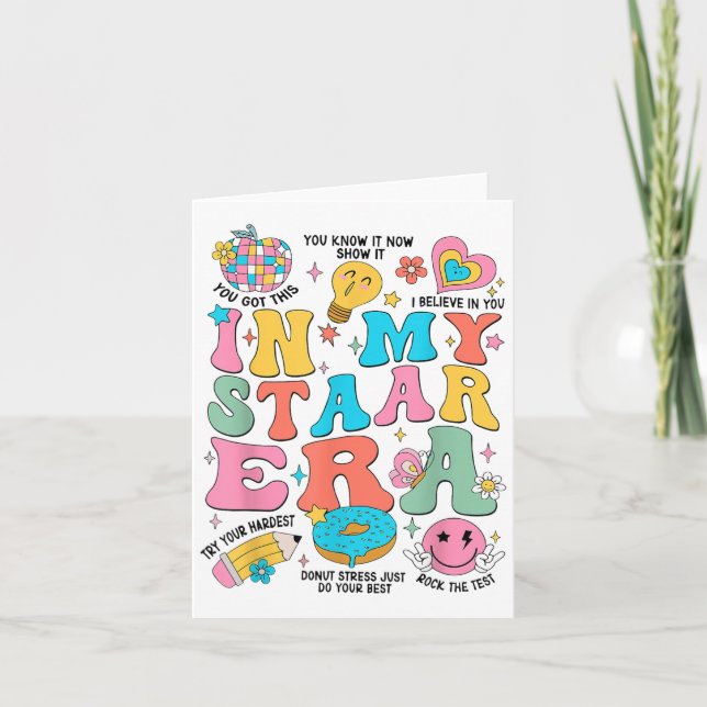 Groovy In My Starr Era Testing Day Teacher Kids Mo Card (Front)