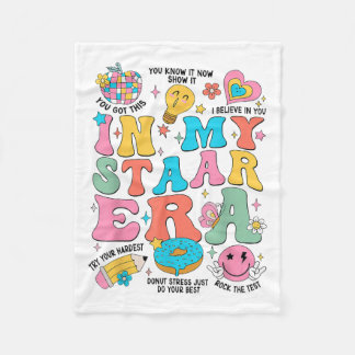 Groovy In My Starr Era Testing Day Teacher Kids Mo Fleece Blanket