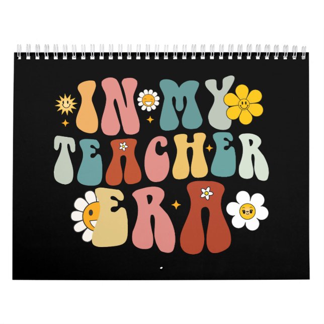 Groovy In My Teacher Era Back to School Teacher  Calendar (Cover)