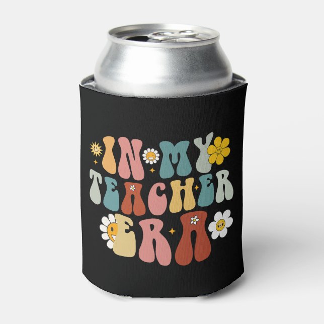 Groovy In My Teacher Era Back to School Teacher  Can Cooler (Can Front)