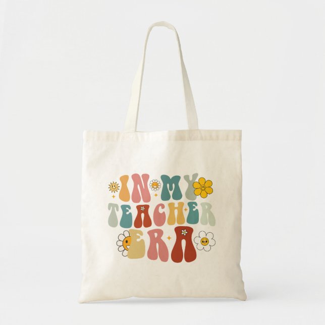 Groovy In My Teacher Era Back to School Teacher  Tote Bag (Front)