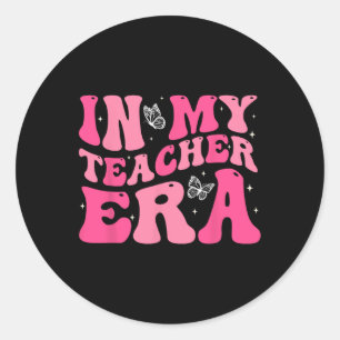 Groovy In My Teacher Era First Day Of School Back Classic Round Sticker