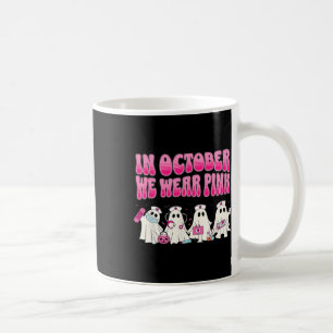 Groovy In October We Wear Pink Nurse Breast Cancer Coffee Mug