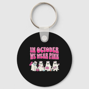 Groovy In October We Wear Pink Nurse Breast Cancer Keychain