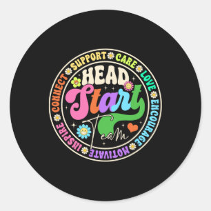 Groovy Inspire Encourage Love Head Start Team Ck T Classic Round Sticker