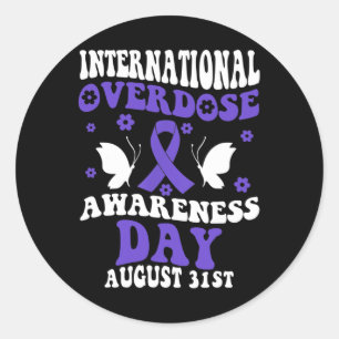 Groovy International Overdose Awareness Day Classic Round Sticker