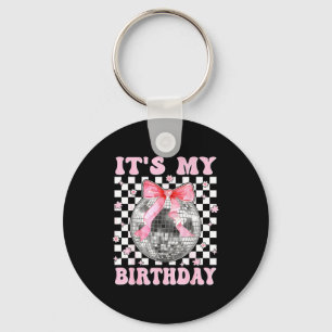 Groovy It's My Birthday Teens Girls Disco Ball Coq Keychain