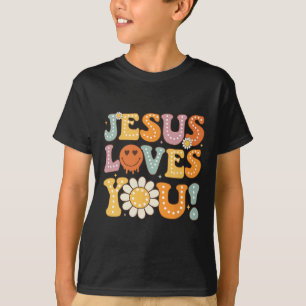 Groovy Jesus Loves You Kids Women Religious Faith  T-Shirt
