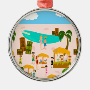 Groovy Jet Set Pool Party Metal Ornament