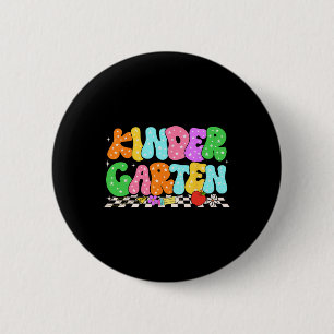 Groovy Kindergarten Back To School First Day Of Sc 2 Inch Round Button