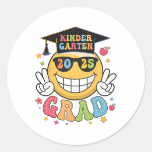 Groovy Kindergarten Graduate Happy Graduation Cl O Classic Round Sticker
