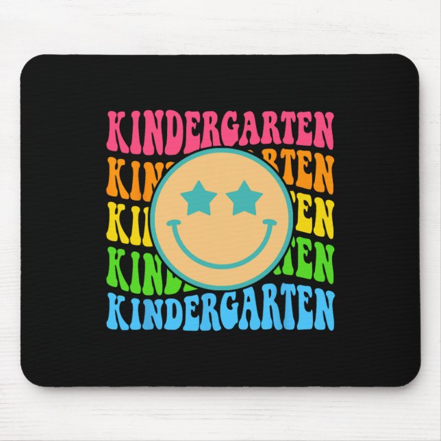 Groovy Kindergarten Vibes Face Retro Teachers Back Mouse Pad (Front)