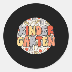 Groovy Kindergarten Vibes Retro Teachers Kids Back Classic Round Sticker