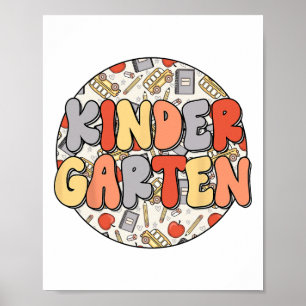 Groovy Kindergarten Vibes Retro Teachers Kids Ck T Poster