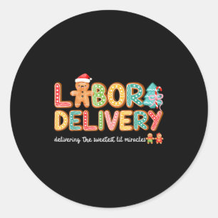 Groovy Labor And Delivery Christmas L&d Nurse Classic Round Sticker