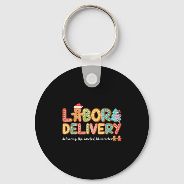Groovy Labor And Delivery Christmas L&amp;d Nurse  Keychain (Front)